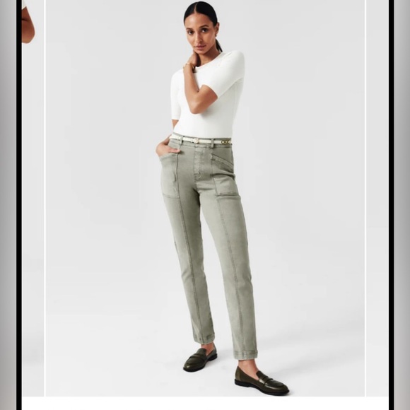 NWT SPANX Stretch Twill Straight Leg Pant in Olive Oil Womens Size M - Picture 1 of 16